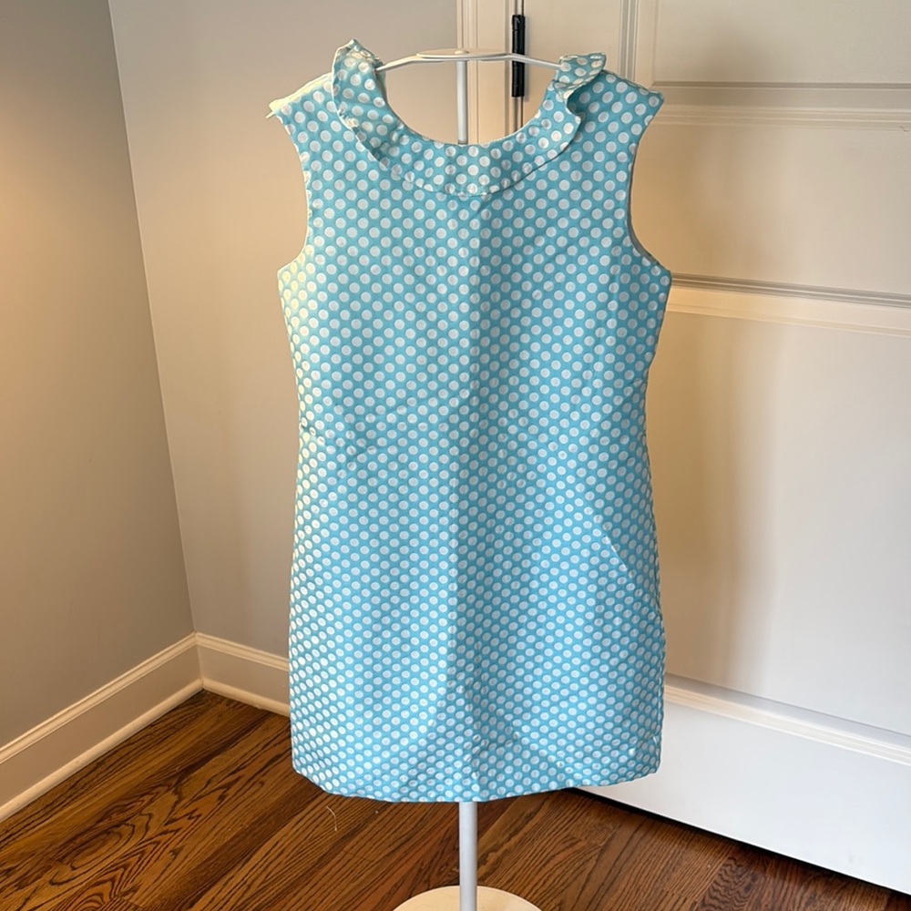 Blue and White Sheath Dress with Peter Pan Collar - EUC